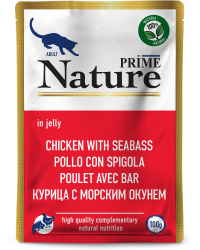 Prime (Прайм) Nature Пауч для взрослых кошек с курицей и морским окунем в желе 100 г 5 шт